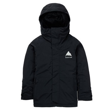 Black hooded parka-style jacket with a Buron/Burton logo on the left chest and front zipper
