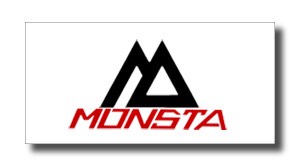 MONSTA LOGO - SHOP NEWS | ムラサキスポーツオンラインストア 通販 MONSTA logo with black stylized mountains and red MONSTA lettering beneath.