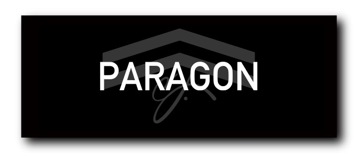 Paragon logo on a black banner: white uppercase PARAGON text with a gray roof outline above and a cursive underline.