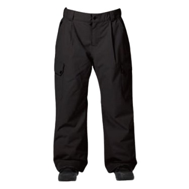 Black snow/ski pants with zip pockets and inner cuffs, full-length, insulated for cold weather