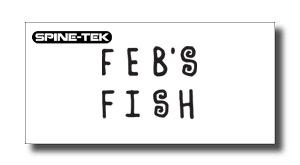 FEBSFISH SP LOGO - SHOP NEWS | ムラサキスポーツオンラインストア 通販 Brand graphic with the handwritten text 'Feb's Fish' and a small Spine-Tek logo in the top-left corner.