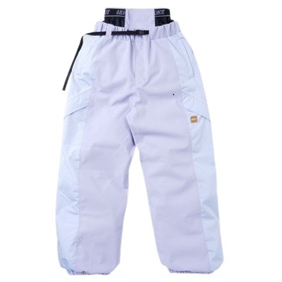 Light blue baggy cargo pants with a drawstring waist, multiple pockets, and elastic cuffs at the ankles.