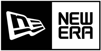 New Era logo: white stylized cap icon on the left with the bold 'NEW ERA' wordmark on the right (black-and-white split).
