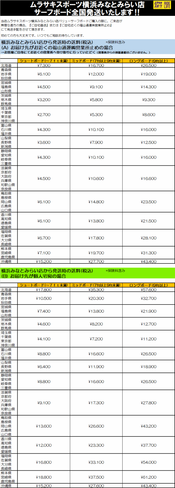 MurasakiSurfboardPrices - SHOP NEWS | ムラサキスポーツオンラインストア 通販