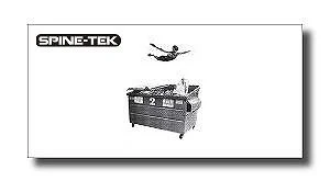 SPINE-TEK logo in the top-left with a small black-and-white illustration of a chest-like container labeled 1–3 and a tiny figure jumping above it.