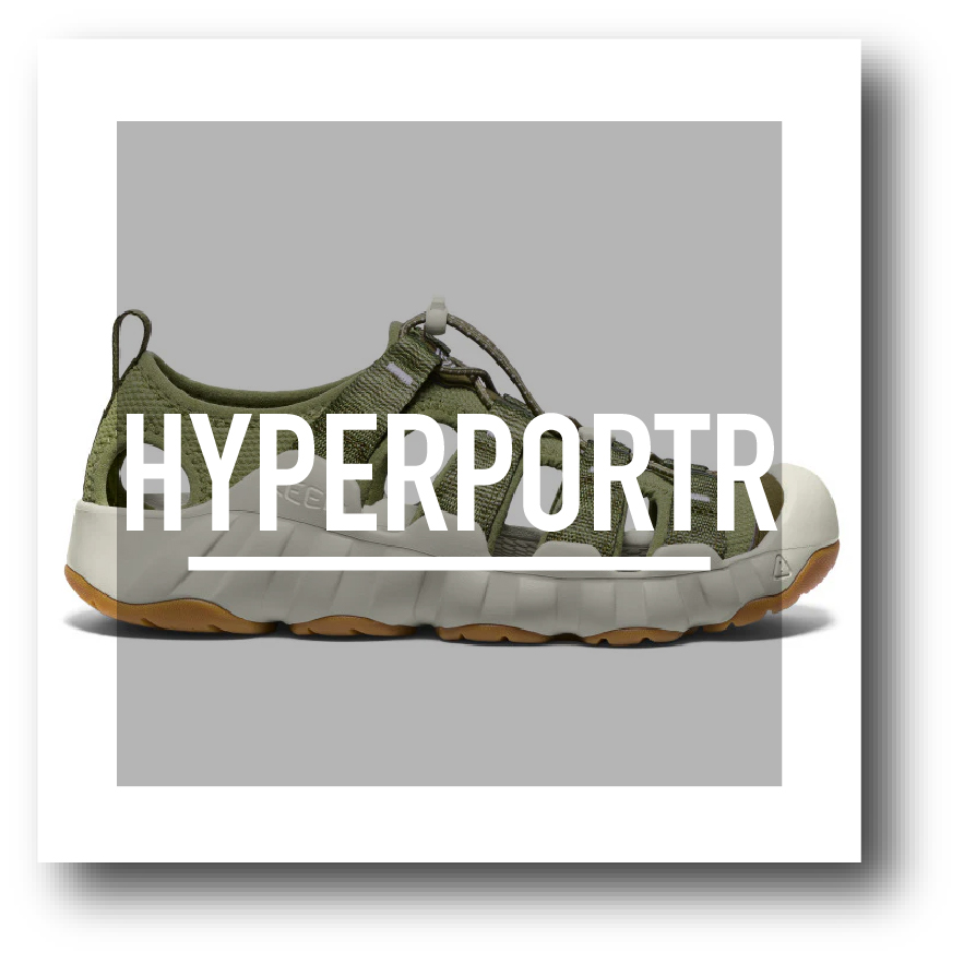 Green athletic sneaker shown in side profile on a gray backdrop with 'HYPERPORTR' watermark across the shoe.