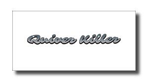 Quiver Killer logo in stylized script with a soft drop shadow on a white background.