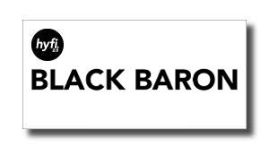 Brand banner: hyfi logo with bold 'BLACK BARON' text on a white card with drop shadow.