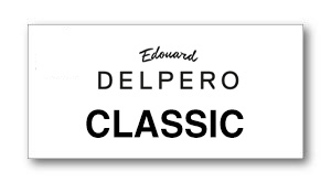 Logo card displaying 'Edouard DELPERO CLASSIC' in black on white with a subtle shadow.