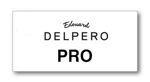Name badge displaying 'Edward Delpero' with 'PRO' underneath as a professional label, on a white card