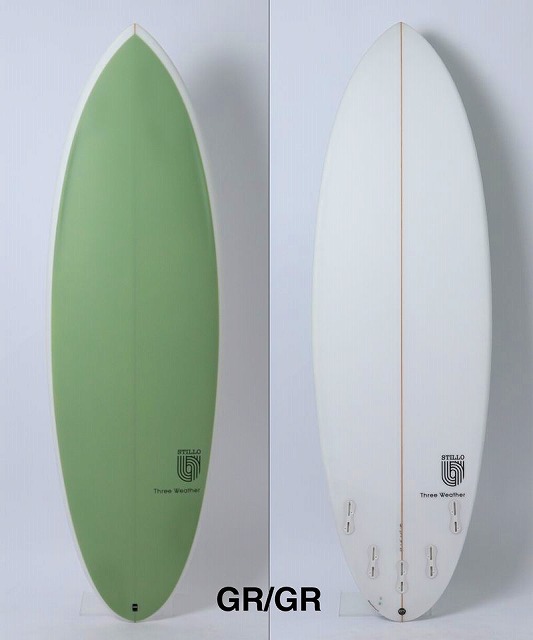 a-SLgsUH4g - SHOP NEWS | ムラサキスポーツオンラインストア 通販 Two surfboards stand upright side by side: left green, right white with an orange stringer (GR/GR color variants).