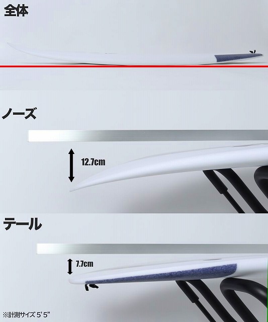 White aerodynamic nose-tail component with measurements: nose 12.7 cm and tail 7.7 cm; labels 全体, ノーズ, テール.