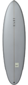 F8ynNxmQ - SHOP NEWS | ムラサキスポーツオンラインストア 通販 Top-down view of a light gray surfboard with a central stringer, subtle outline, and a small white logo near the tail.