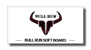 Bull Run logo with a stylized bull head and horns, the words 'BULL RUN' above and 'BULL RUN SOFT BOARD' below.