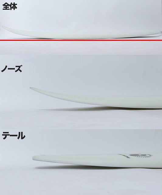 VELL3 - SHOP NEWS | ムラサキスポーツオンラインストア 通販 Overview of a white surfboard lying on a surface, showing the overall shape (nose to tail). This panel introduces the board’s silhouette.