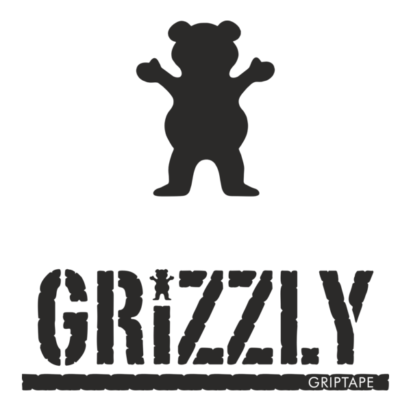 Logo with a black bear silhouette above the brand name GRIZZLY in a distressed font and a small GRIPTAPE tag.