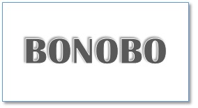 BONOBO (bold, gray beveled lettering) logo text