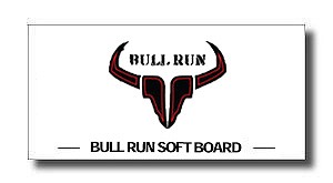 BULL RUN SOFT LOGO - SHOP NEWS | ムラサキスポーツオンラインストア 通販 Bull Run logo with stylized bull horns above the word'BULL RUN' and the phrase 'BULL RUN SOFT BOARD' below.
