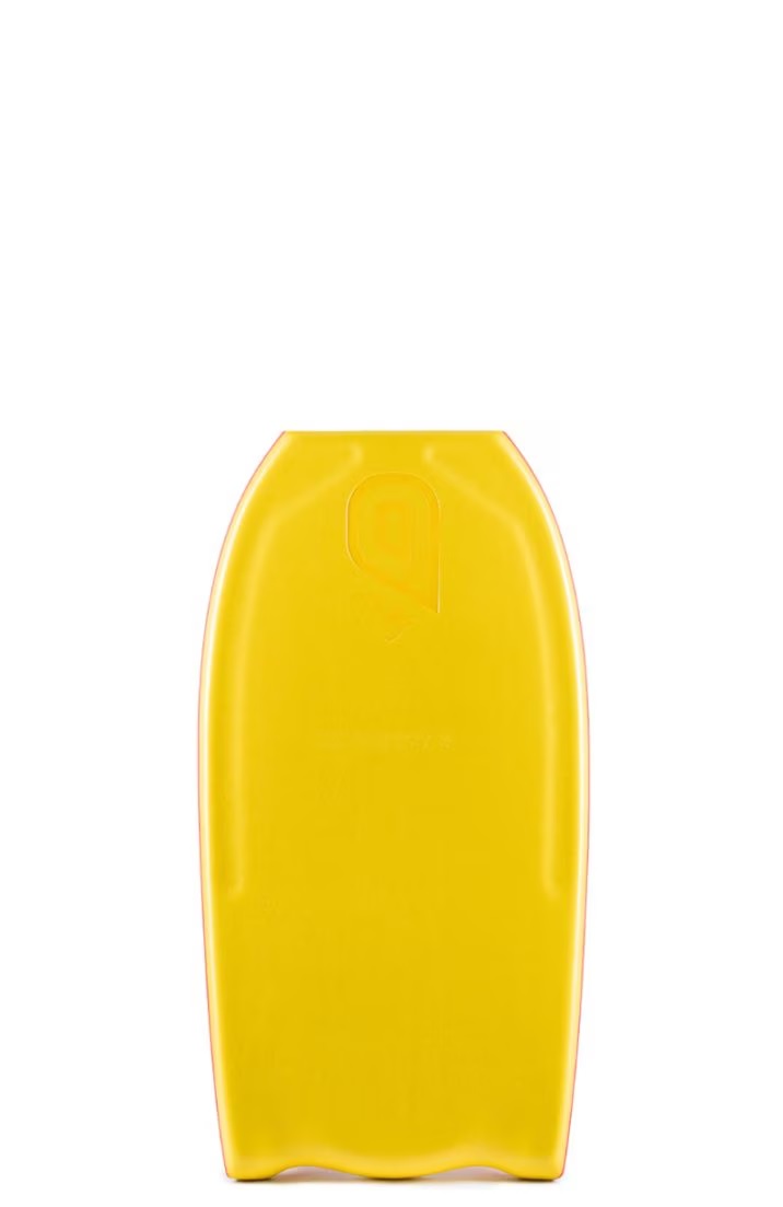 Bright yellow plastic bottle standing upright on a white background informative object image.