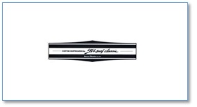 Small black-and-white striped logo badge centered on a white background.