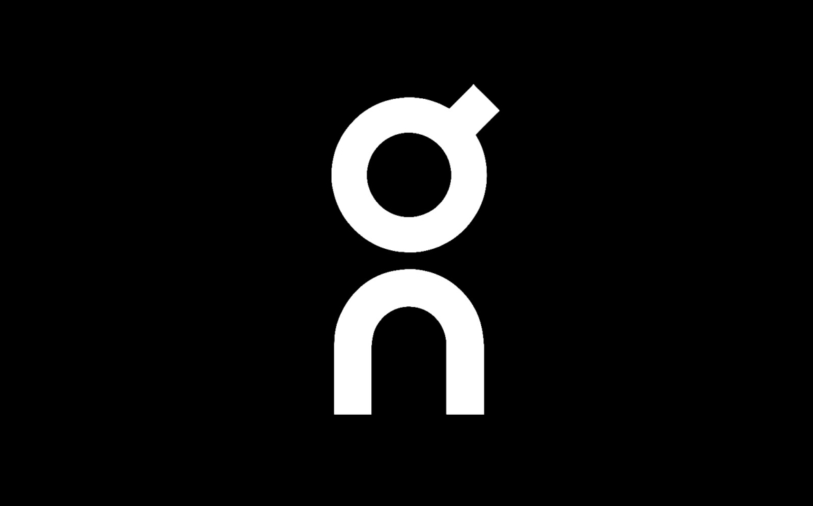 Abstract white user/icon logo on a black background: a circular head with a curved body and a small diagonal notch at the top-right.