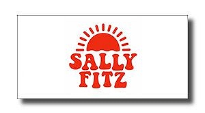 Logo for Sally Fitz with a red stylized sun rising behind the name Sally Fitz in bold letters.